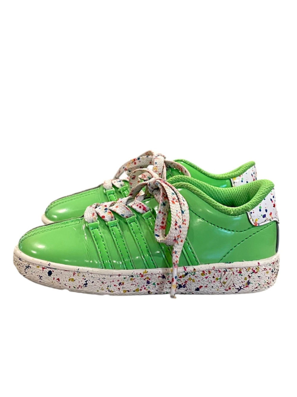 K-Swiss Infants Size 9 Sneakers Green Patent Leather Confetti Splatter Sole